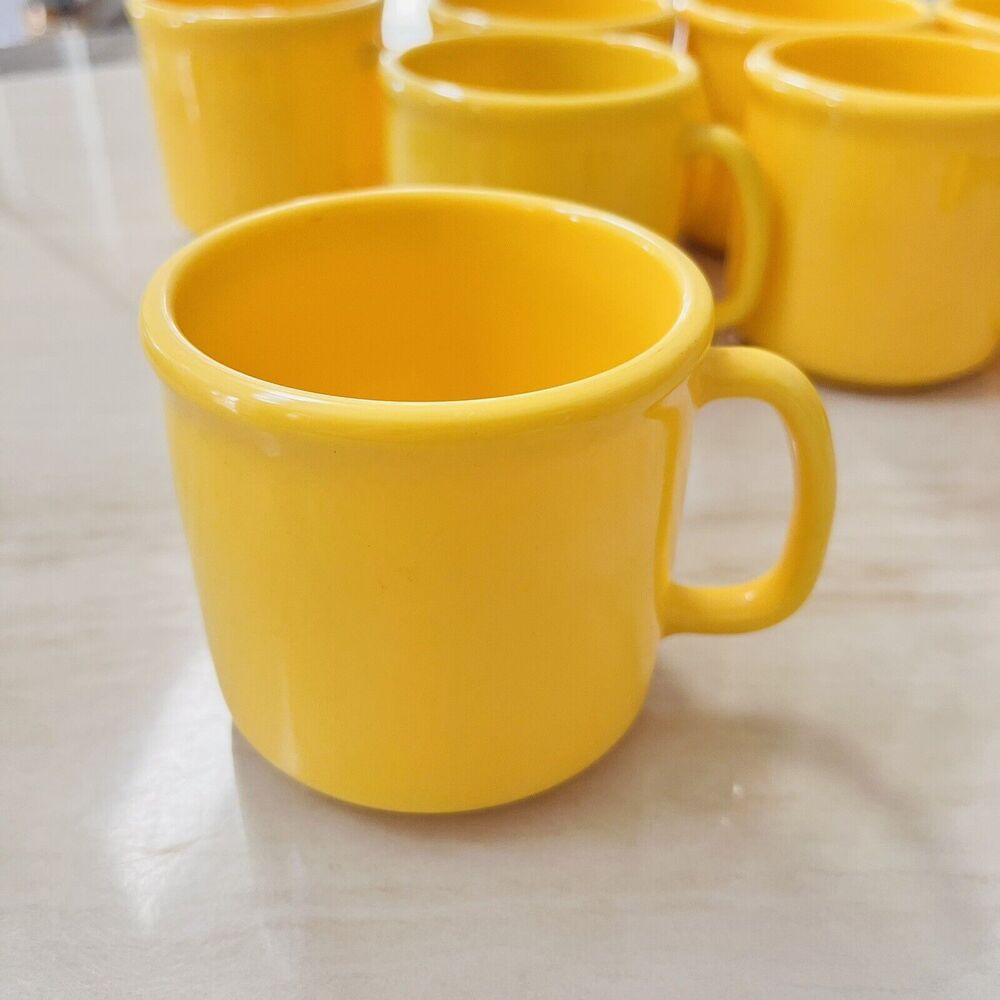 8pc Vintage Texas Ware Melmac Mugs w/Handle Bright Yellow